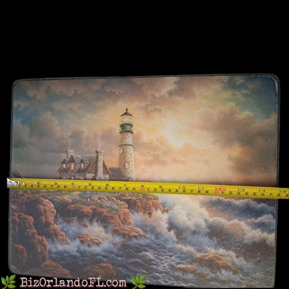 VINTAGE: Crashing Waves / Lighthouse / Sunset Scene Tempered Glass Cutting Board - Picture 3 of 8